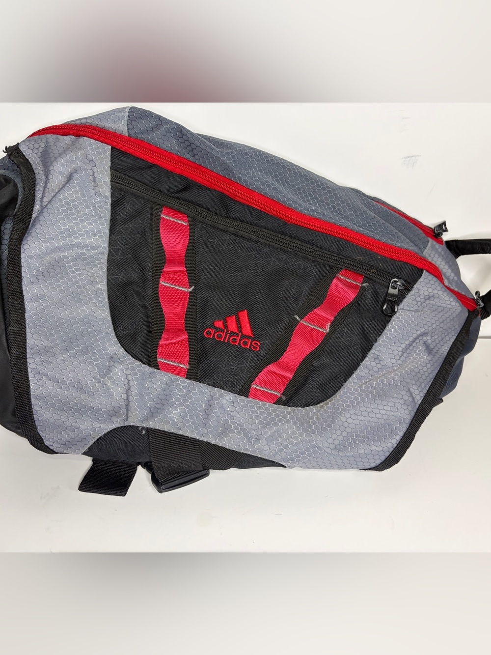 adidas Gray and Red Sling Backpack